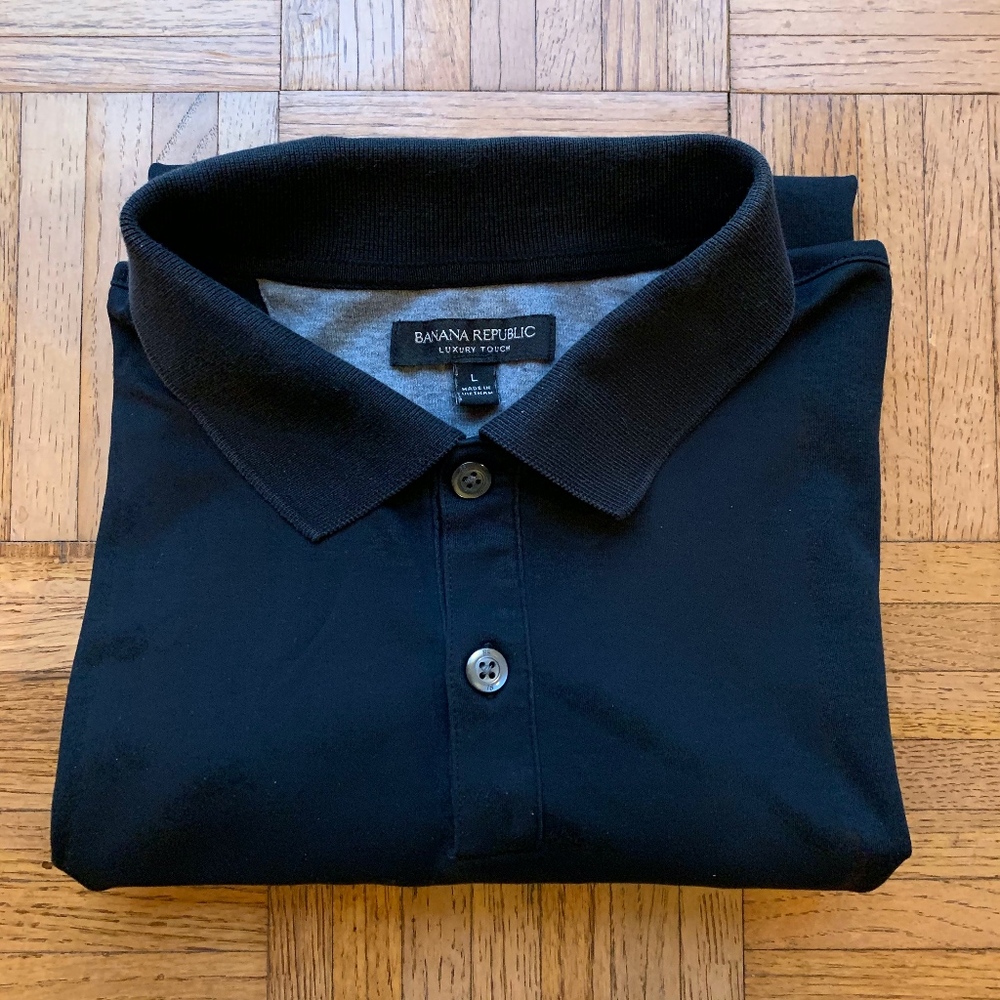 Men's Banana Republic Black Luxury Touch Polo, L